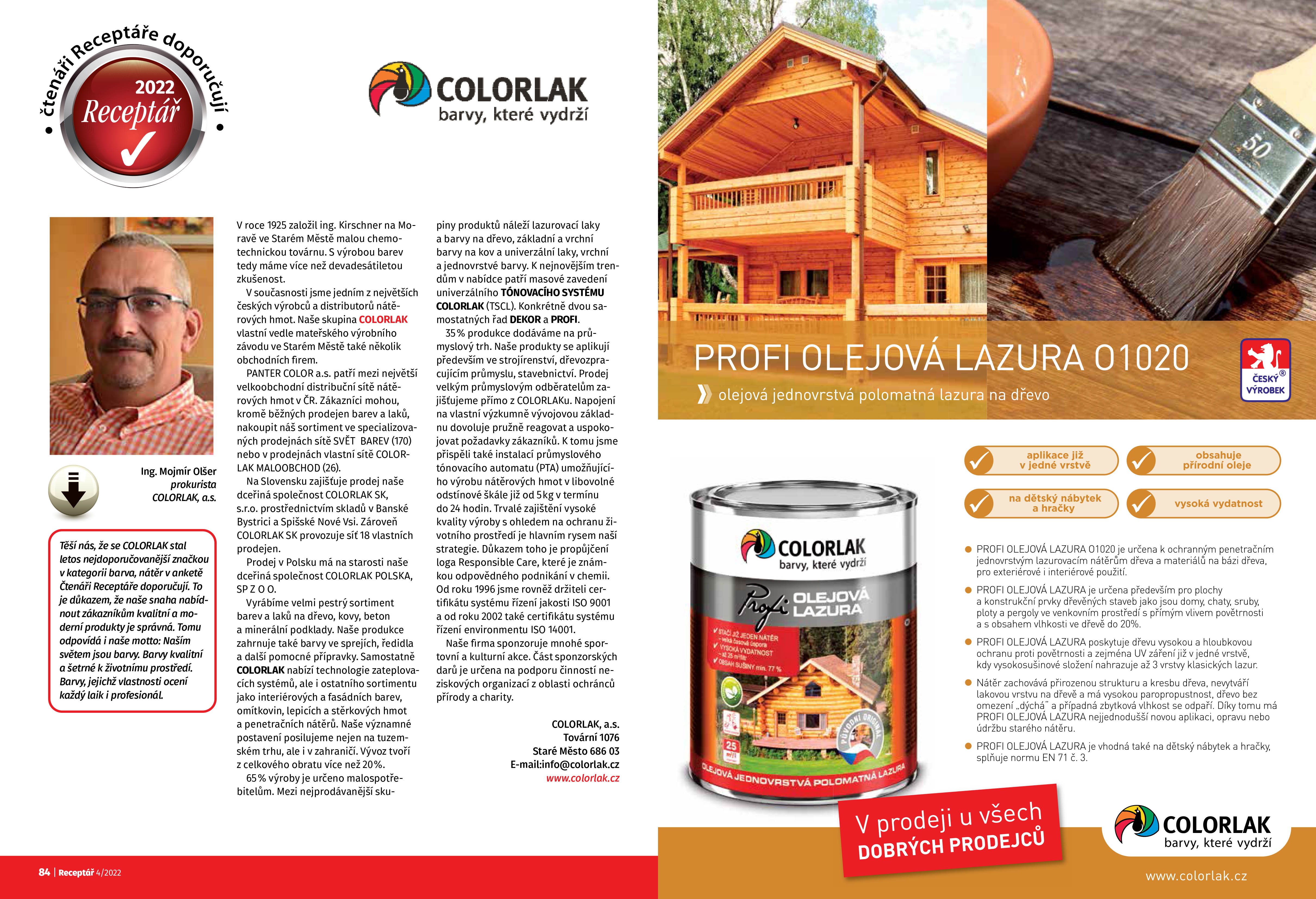 Receptar 5 2022 priloha COLORLAK SK S r o Farby Ktor Vydr ia Receptar 5 2022 priloha COLORLAK SK S r o Farby Ktor Vydr ia